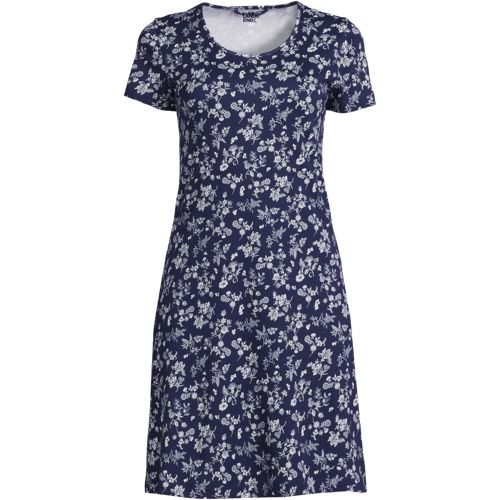 Women's Short Sleeve Cotton Nightdress, Knee Length | Lands' End