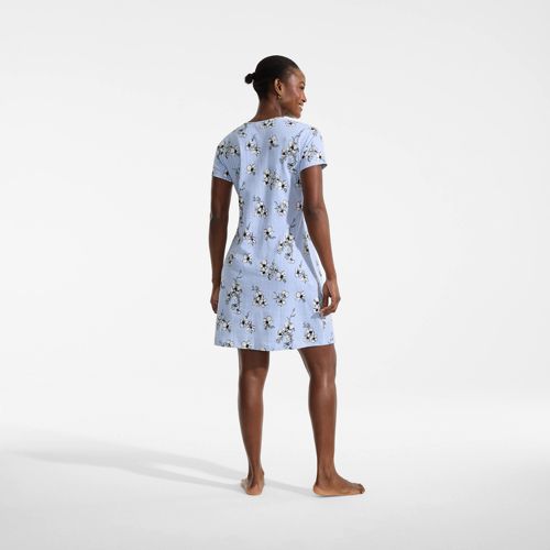  Lands' End Knielanges Kurzarm-nachthemd Aus Baumwolle, Damen, Größe:32-34 Petite, Blau, Baumwolle, By Lands' End 