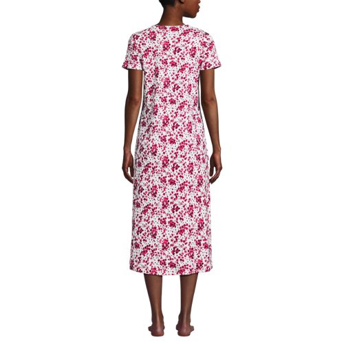  Lands' End Wadenlanges Kurzarm-nachthemd Aus Reiner Baumwolle, Damen, Größe:32-34 Petite, Pink, Baumwolle, By Lands' End 