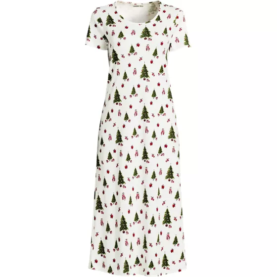 Women's Plus Size Cotton Short Sleeve Midcalf Nightgown - primary
