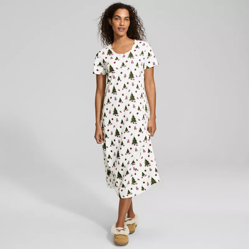 Women's Cotton Short Sleeve Midcalf Nightgown, alternative image