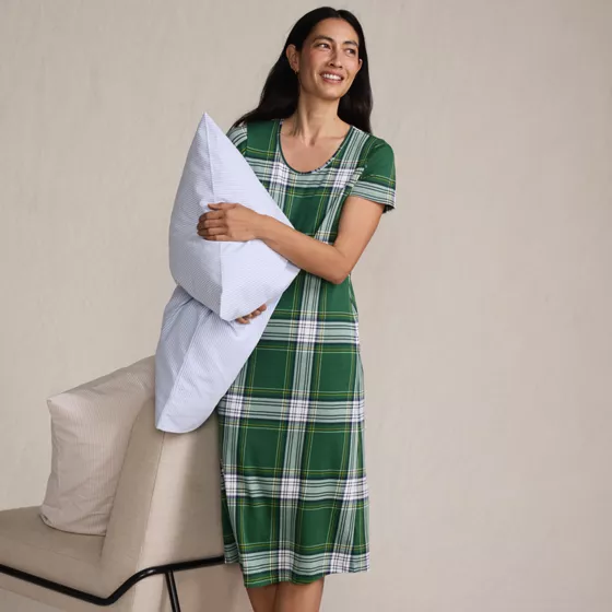 Women's Cotton Short Sleeve Midcalf Nightgown - primary