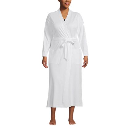 Women's Plus Size Cotton Long Sleeve Midcalf Robe - image 2