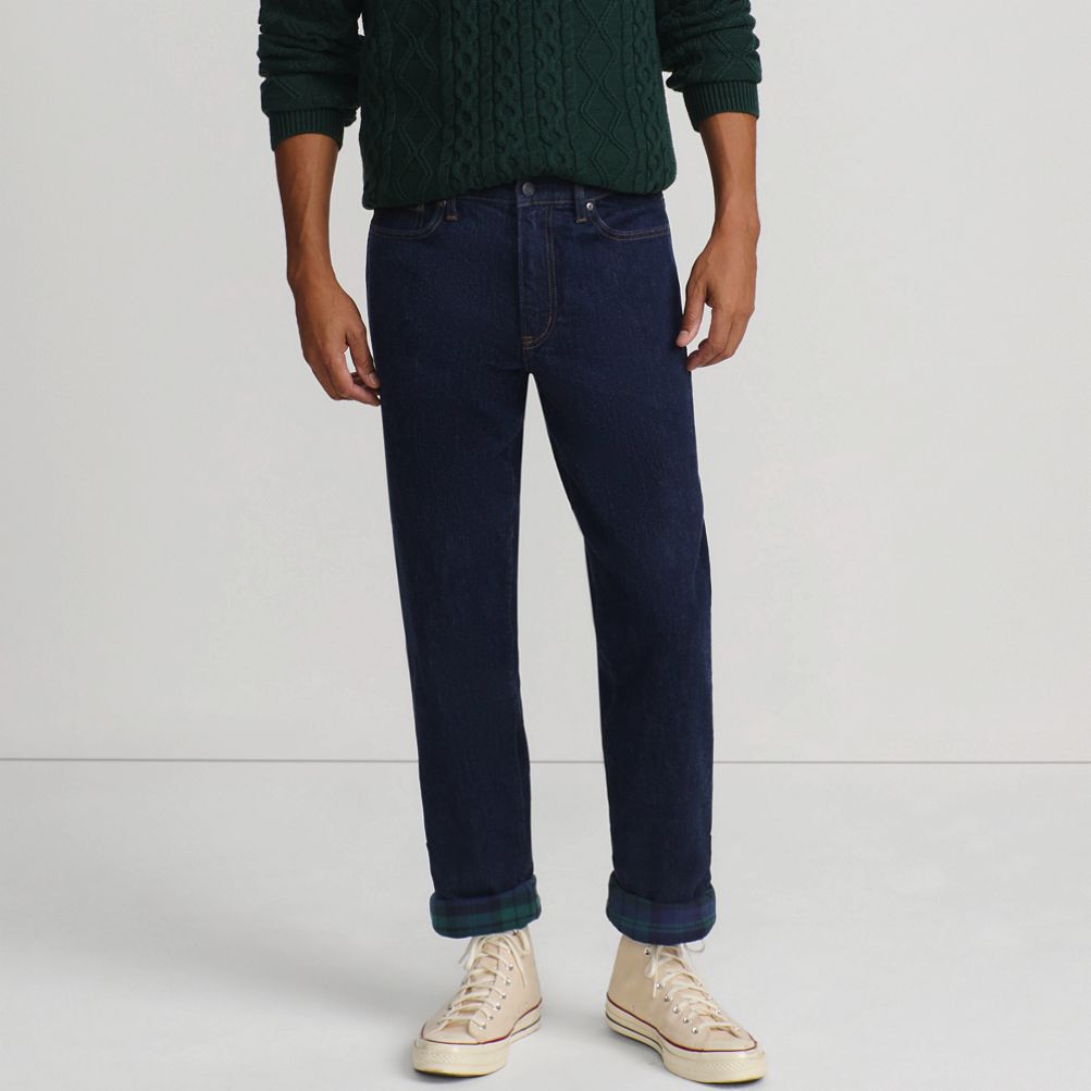 Men s Comfort Waist Stretch Flannel Lined Jeans Lands End