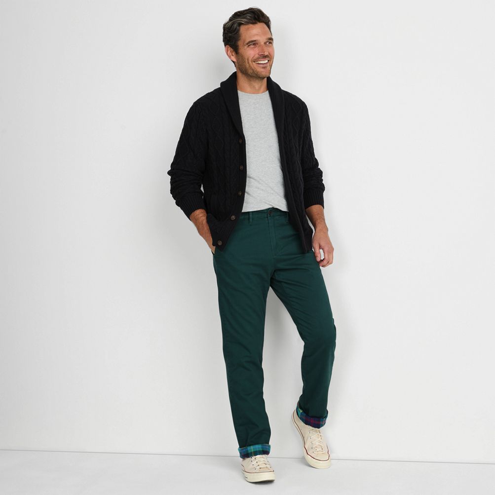 Men's Comfort Waist Stretch Flannel Lined Knockabout Chino Pants