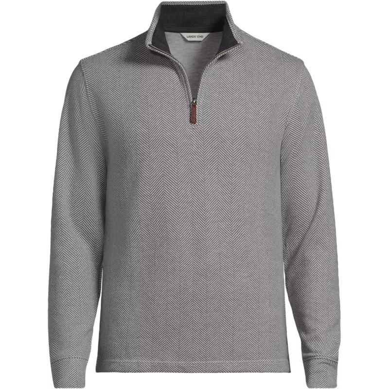 Men's Big Bedford Rib Casual Quarter Zip Pullover Sweater, Front