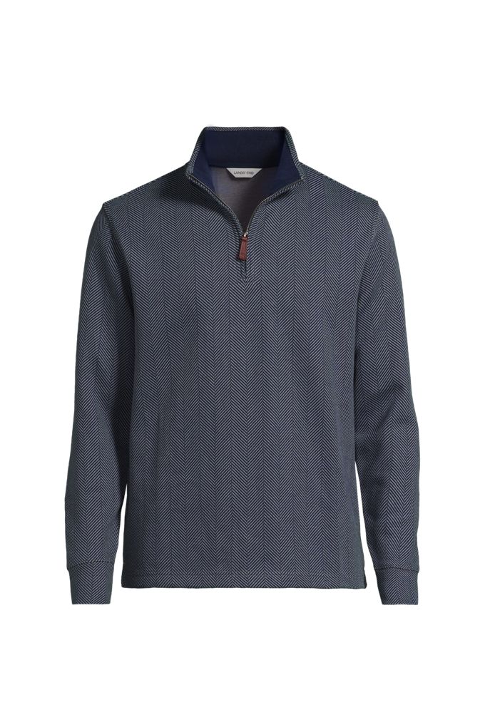 Men's Bedford Rib Casual Quarter Zip Pullover Sweater - Lands' End - Blue - S