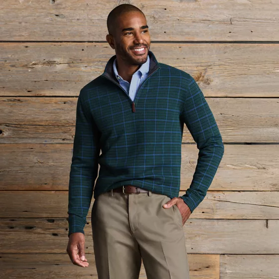 Men's Bedford Rib Casual Quarter Zip Pullover Sweater - primary
