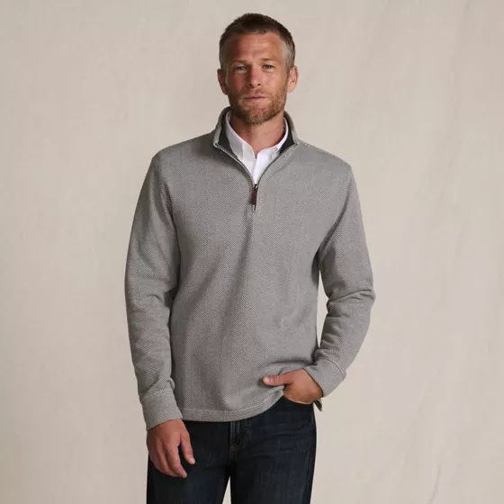 Men's Tall Bedford Rib Casual Quarter Zip Pullover Sweater - primary