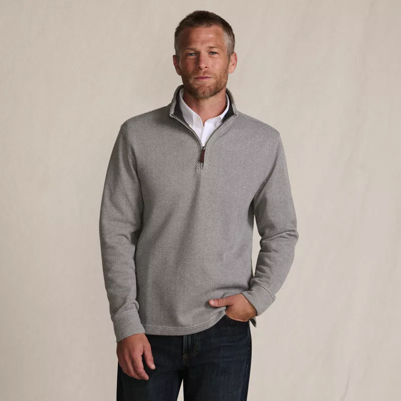 Men's Bedford Rib Casual Quarter Zip Pullover Sweater, Front