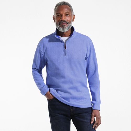 Men's Textured Quarter Zip Pullover | Lands' End