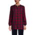 Women's Flannel Smocked Shoulder Tunic Top, Front