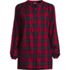 Women's Flannel Smocked Shoulder Tunic Top, Front