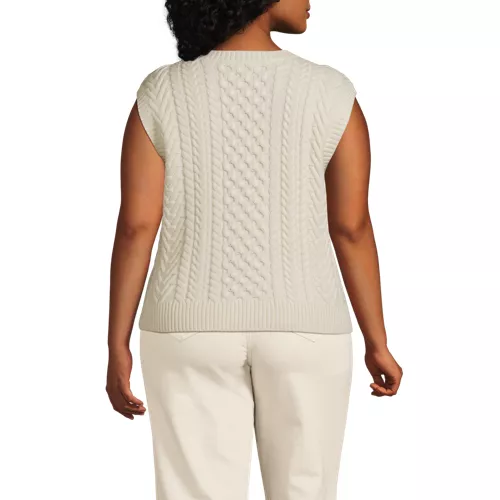 Women's Plus Size Cable Vest Sweater, Back
