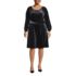 Women's Plus Size Velvet Peasant Knee Length Dress, Front