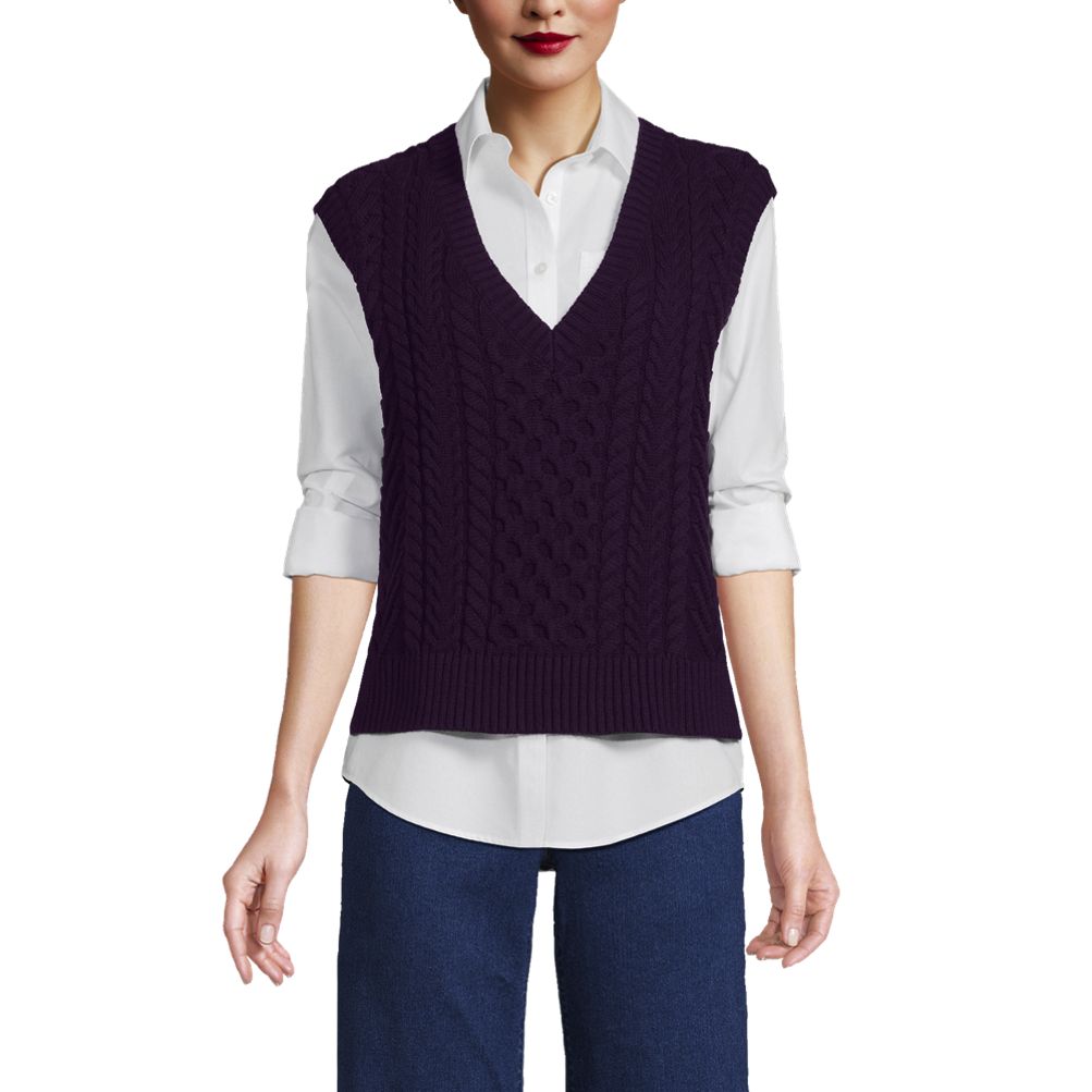 Factory: Cable-knit Sweater-vest For Women