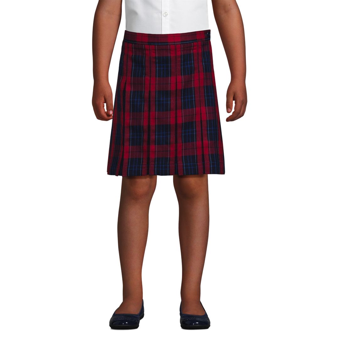 School Uniform Custom Girls Plaid Box Pleat Skirt Top of Knee