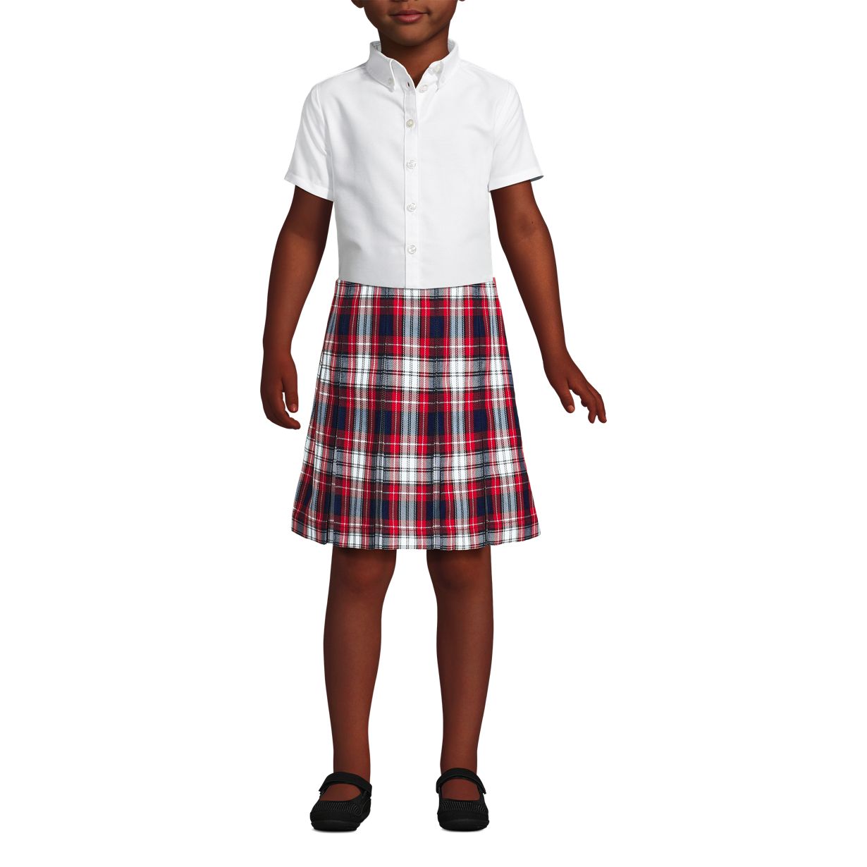 School Uniform Custom Girls Plaid Box Pleat Skirt Top of Knee