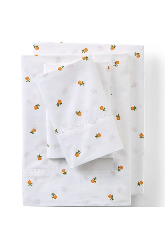 Lands' End 300 Thread Count Cotton Smooth Percale Bed Sheet Set In White