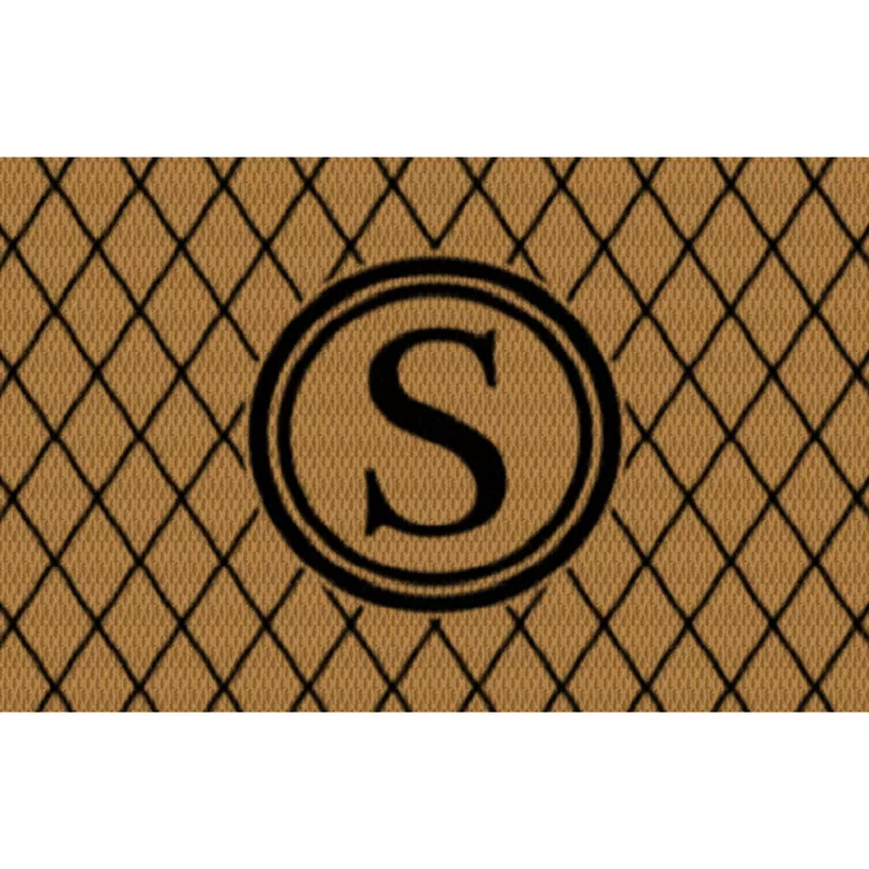 Matterly Neighburly Monogrammed Doormat Argyle, alternative image