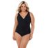 Miraclesuit Plus Size Women's Must Have Pin Point Oceanus V-neck Slimming One Piece Swimsuit, Front