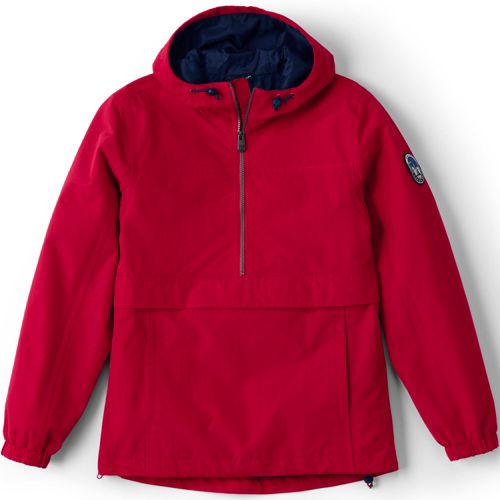 Lands' End, Jackets & Coats, Lands End Direct Merchants Red Mesh Lined  Hooded Windbreaker Light Rain Coat