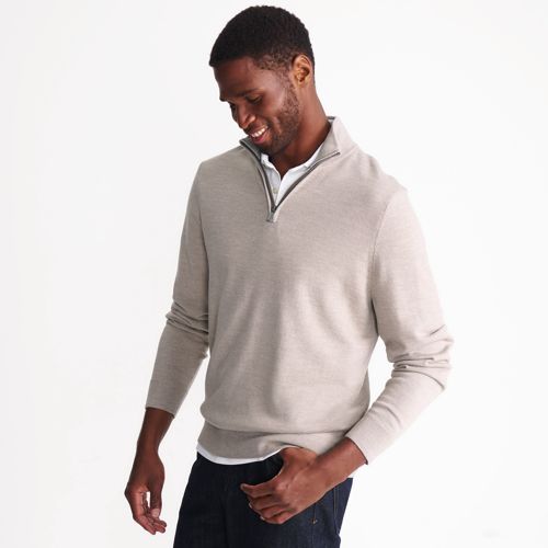 Merino Pullover mit Zipper f r Herren