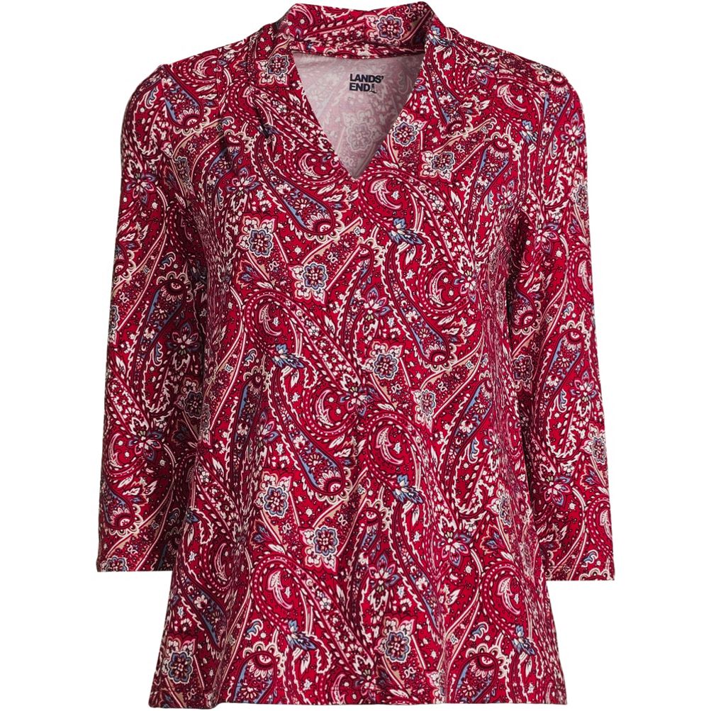Women's 3/4 Sleeve Light Weight Jersey V-neck Top | Lands' End