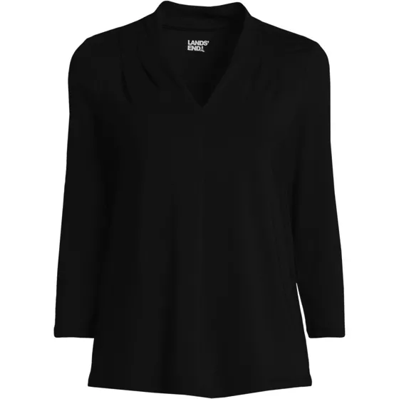 Women's 3/4 Sleeve Light Weight Jersey V-neck Top - primary