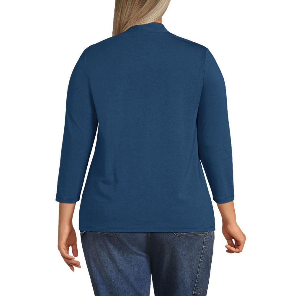 Women's Plus Size 3/4 Sleeve Light Weight Jersey V-neck Top
