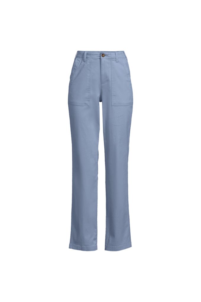 Women's High Rise Chino Utility Straight Leg Pants - Lands' End - Blue - 2