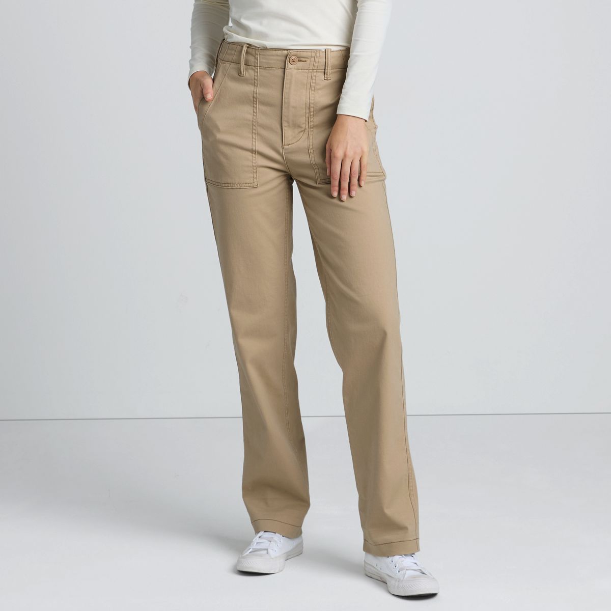 Women's High Rise Chino Utility Straight Leg Pants