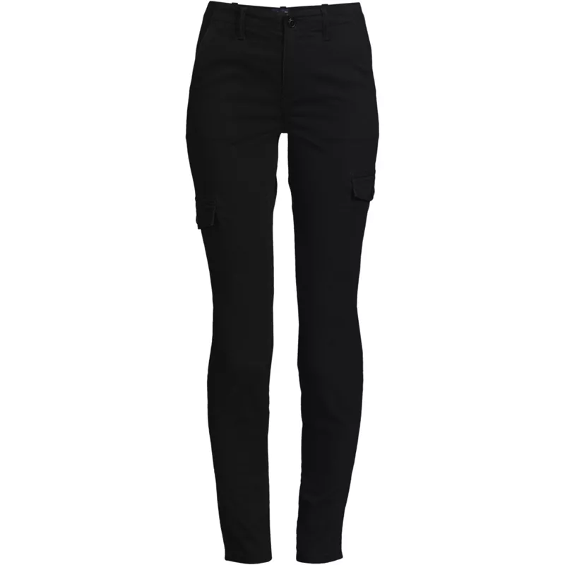 Women's Petite Mid Rise Slim Cargo Chino Pants, Front