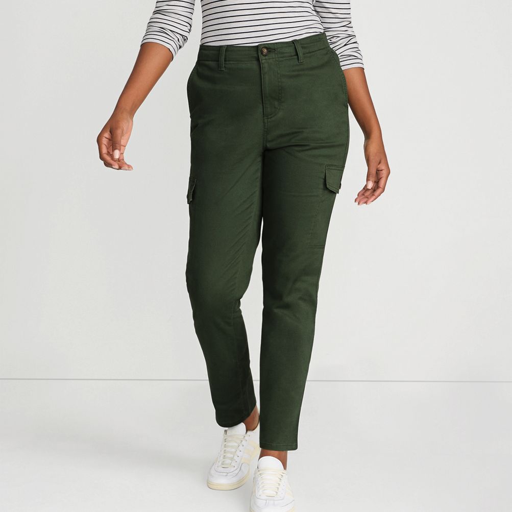 Women s Mid Rise Slim Cargo Chino Pants Lands End