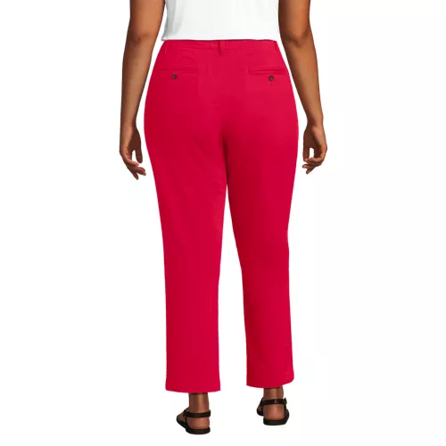 Women's Plus Size Mid Rise Classic Straight Leg Chino Ankle Pants, Back