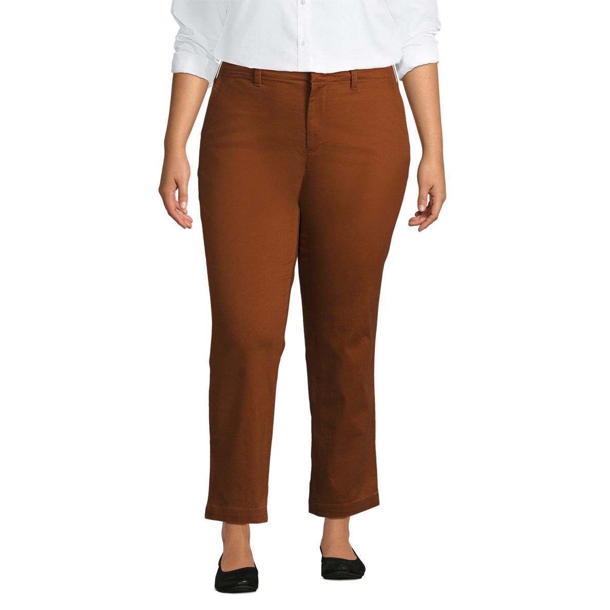 Women's Mid Rise Classic Straight Leg Chino Ankle Pants
