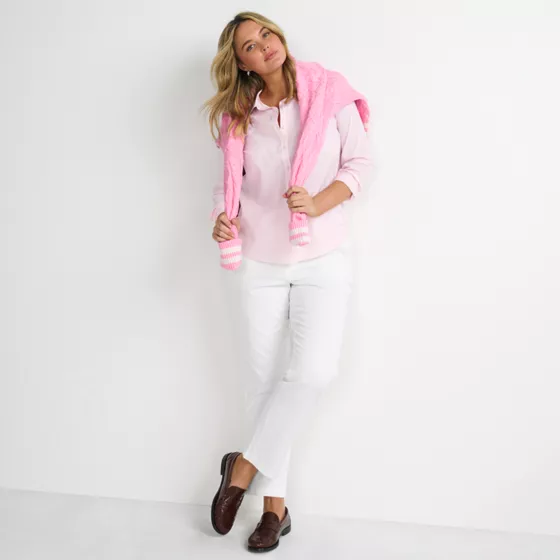 Women's Plus Size Mid Rise Classic Straight Leg Chino Ankle Pants - primary