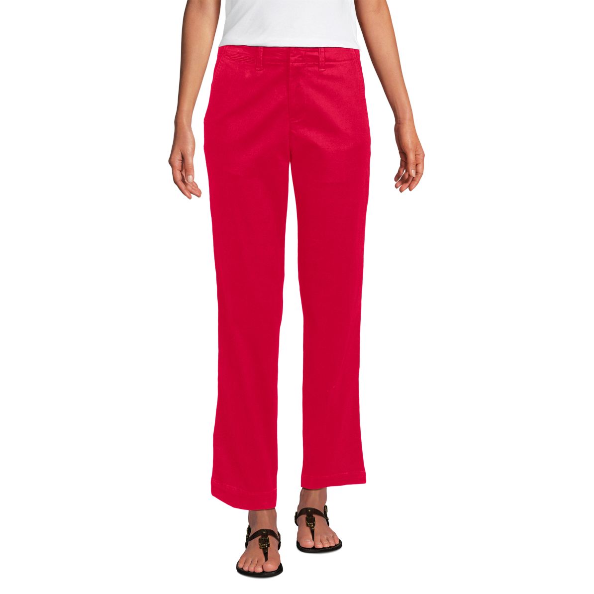 Women's Mid Rise Classic Straight Leg Chino Ankle Pants