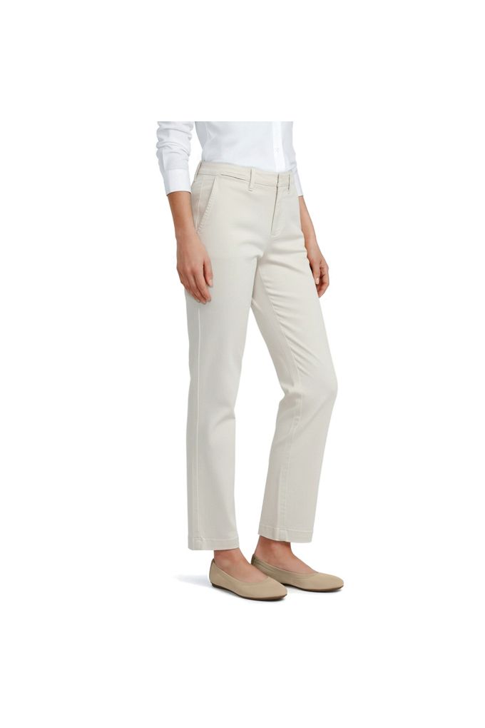 Lands' End Women's Petite Mid Rise Classic Straight Leg Chino Ankle Pants In Tan
