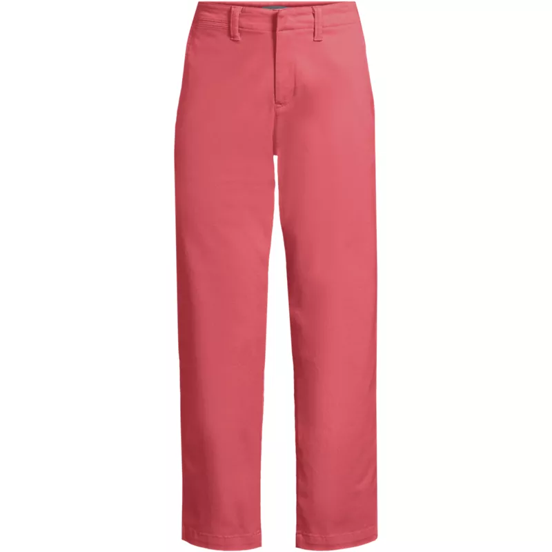 Women's Plus Size Mid Rise Classic Straight Leg Chino Ankle Pants, Front