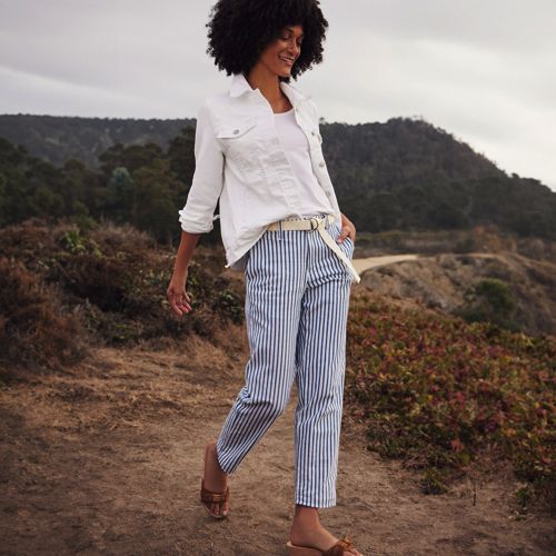 Striped Twill Low Rise Pants