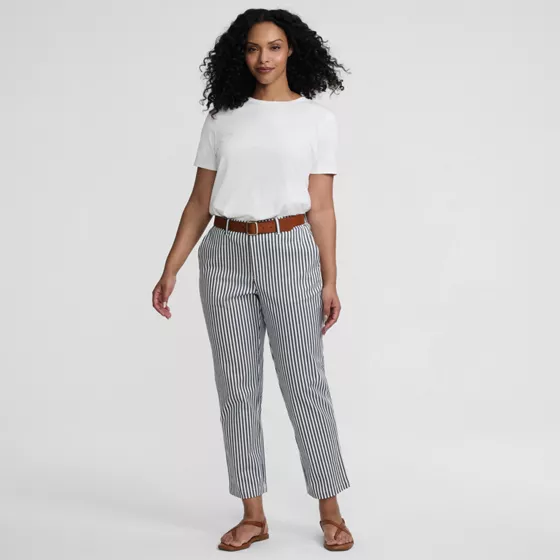 Women's Mid Rise Classic Straight Leg Chino Ankle Pants - primary