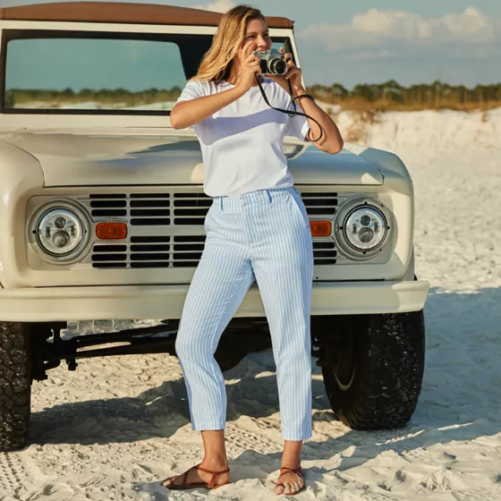 Women's Mid Rise Classic Straight Leg Chino Ankle Pants - primary