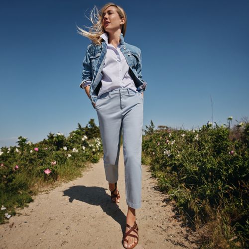 Women's Mid Rise Classic Straight Leg Chino Ankle Pants
