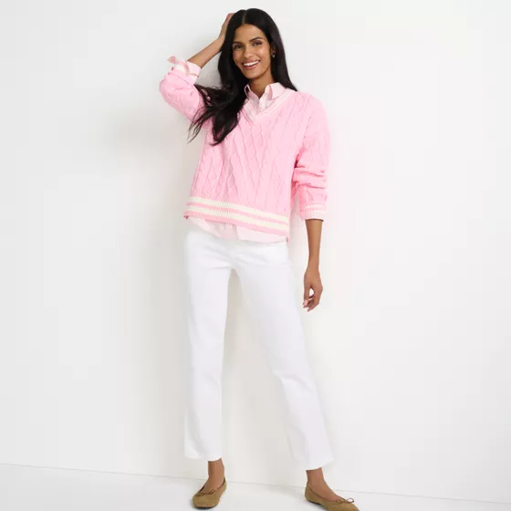Women's Mid Rise Classic Straight Leg Chino Ankle Pants - primary
