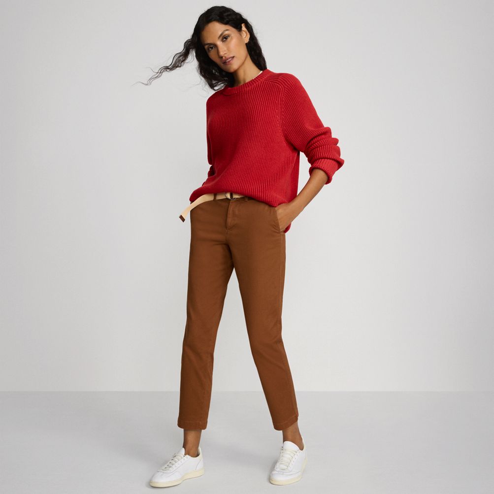 Women's Mid Rise Classic Straight Leg Chino Ankle Pants