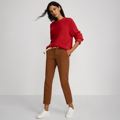 Women's Mid Rise Classic Straight Leg Chino Ankle Pants - image 2