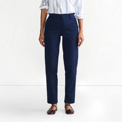 Women's Mid Rise Classic Straight Leg Chino Ankle Pants - image 2