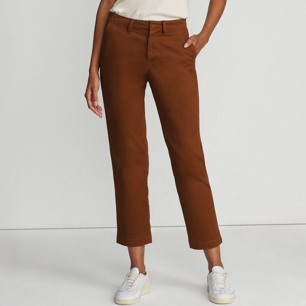 Women's Mid Rise Classic Straight Leg Chino Ankle Pants