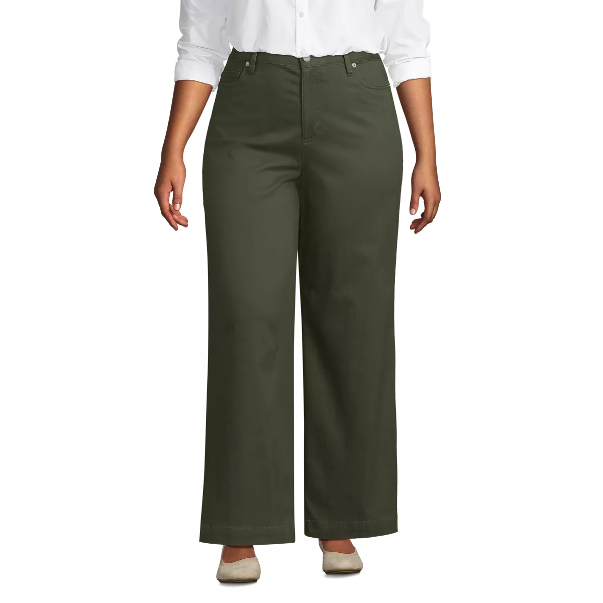 Women's High Rise 5 Pocket Wide Leg Chino Pants